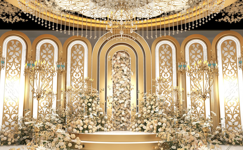 吐鲁番香槟色调婚礼堂效果展示
